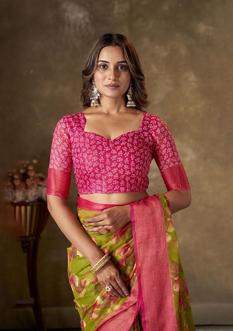 Green Zari Cotton Saree Set