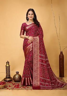 Maroon Zari Kanjeevaram Silk Saree Set