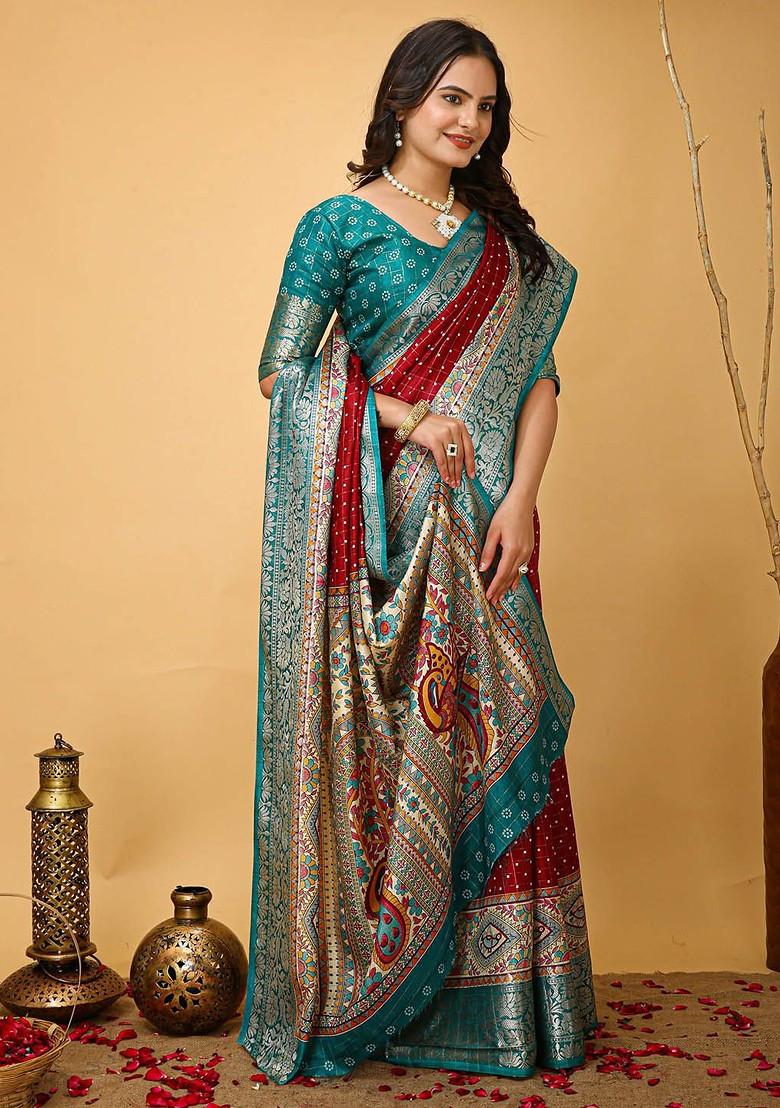 Red Zari Kanjeevaram Silk Saree Set