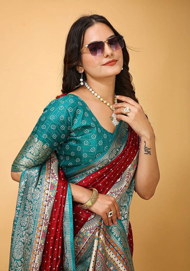 Red Zari Kanjeevaram Silk Saree Set