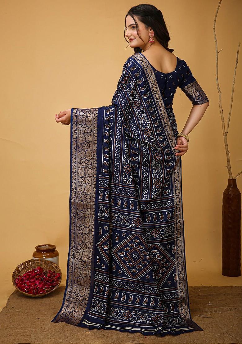 Blue Zari Kanjeevaram Silk Saree Set