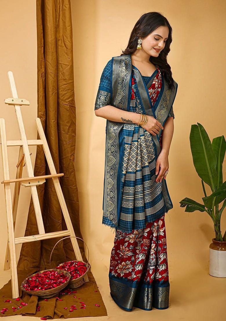 Red Zari Banarasi Saree Set