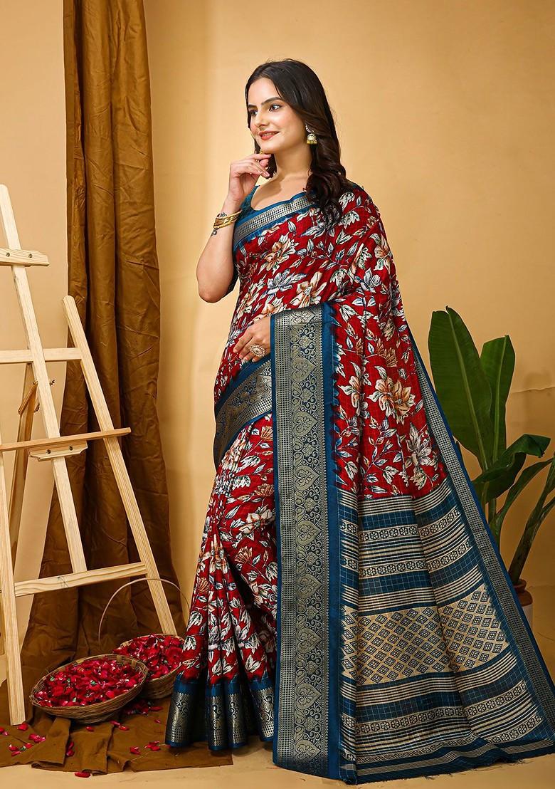 Red Zari Banarasi Saree Set