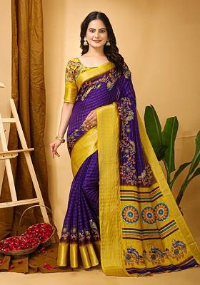 Blue Zari Kanjeevaram Silk Saree Set