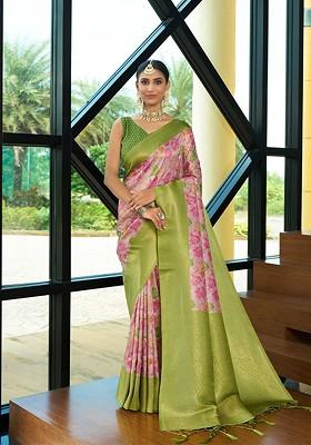 Green Zari Kanjeevaram Silk Saree Set