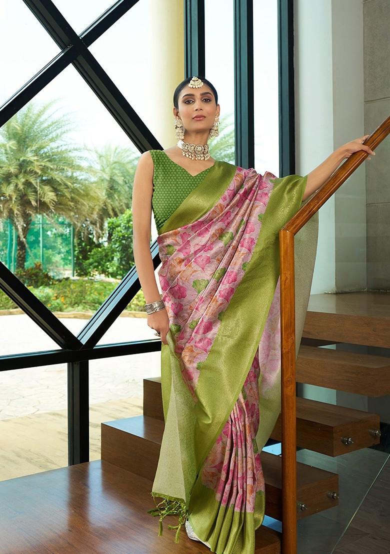 Green Zari Kanjeevaram Silk Saree Set