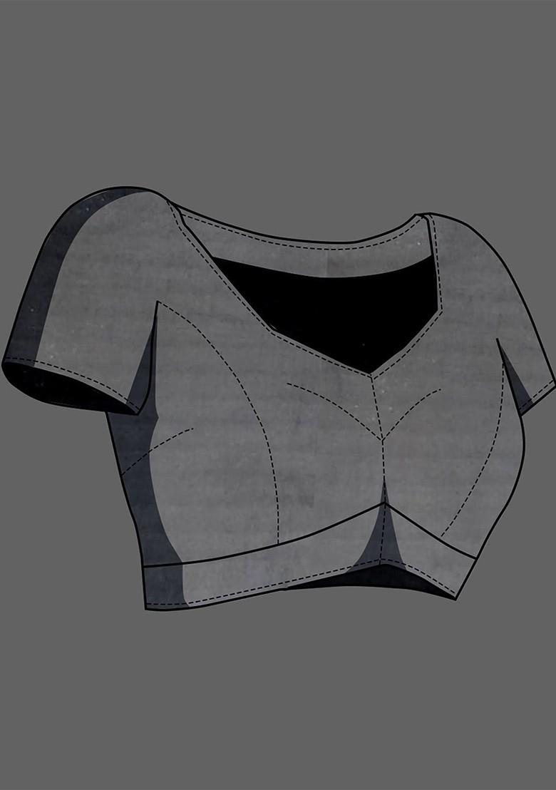 Grey Zari Crepe Saree Set