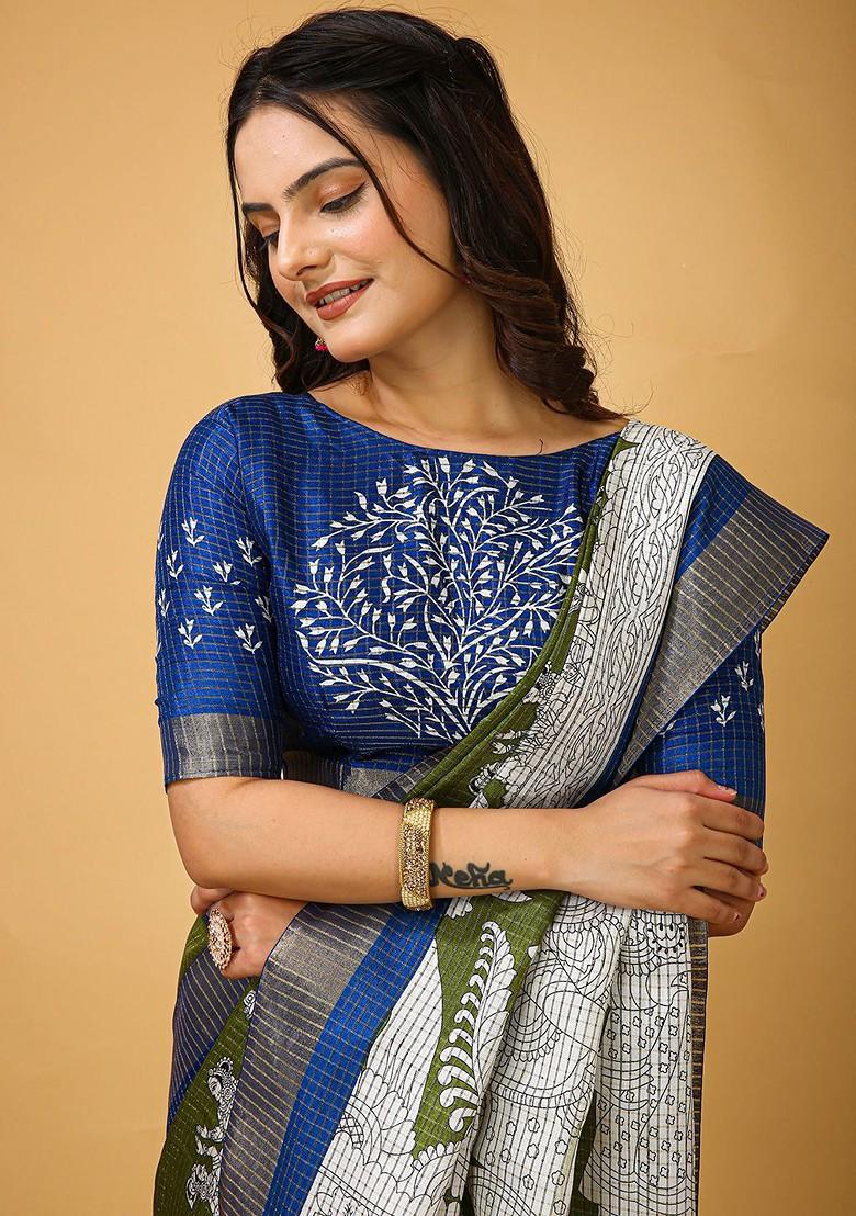 Grey Zari Cotton Saree Set