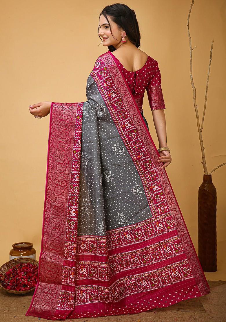 Grey Zari Kanjeevaram Silk Saree Set