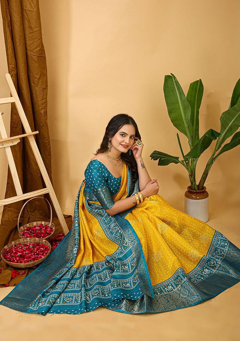 Yellow Zari Kanjeevaram Silk Saree Set