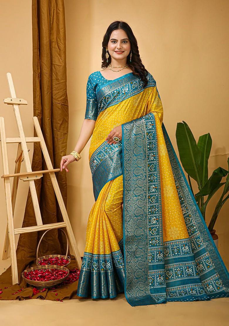 Yellow Zari Kanjeevaram Silk Saree Set
