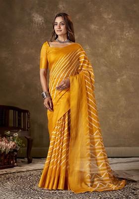 Yellow Zari Cotton Saree Set