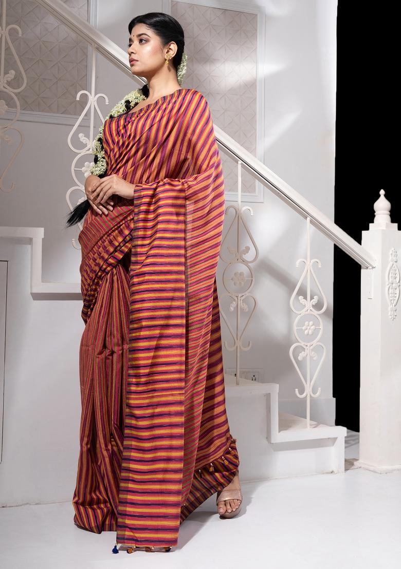 Candy Pink Solid Cotton Blend Saree Set