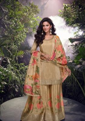 Teal Blue Wevon Designer Organza Saree Set