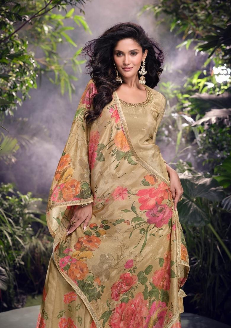 Teal Blue Wevon Designer Organza Saree Set