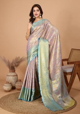 Pink Wevon Designer Soft Silk Saree Set