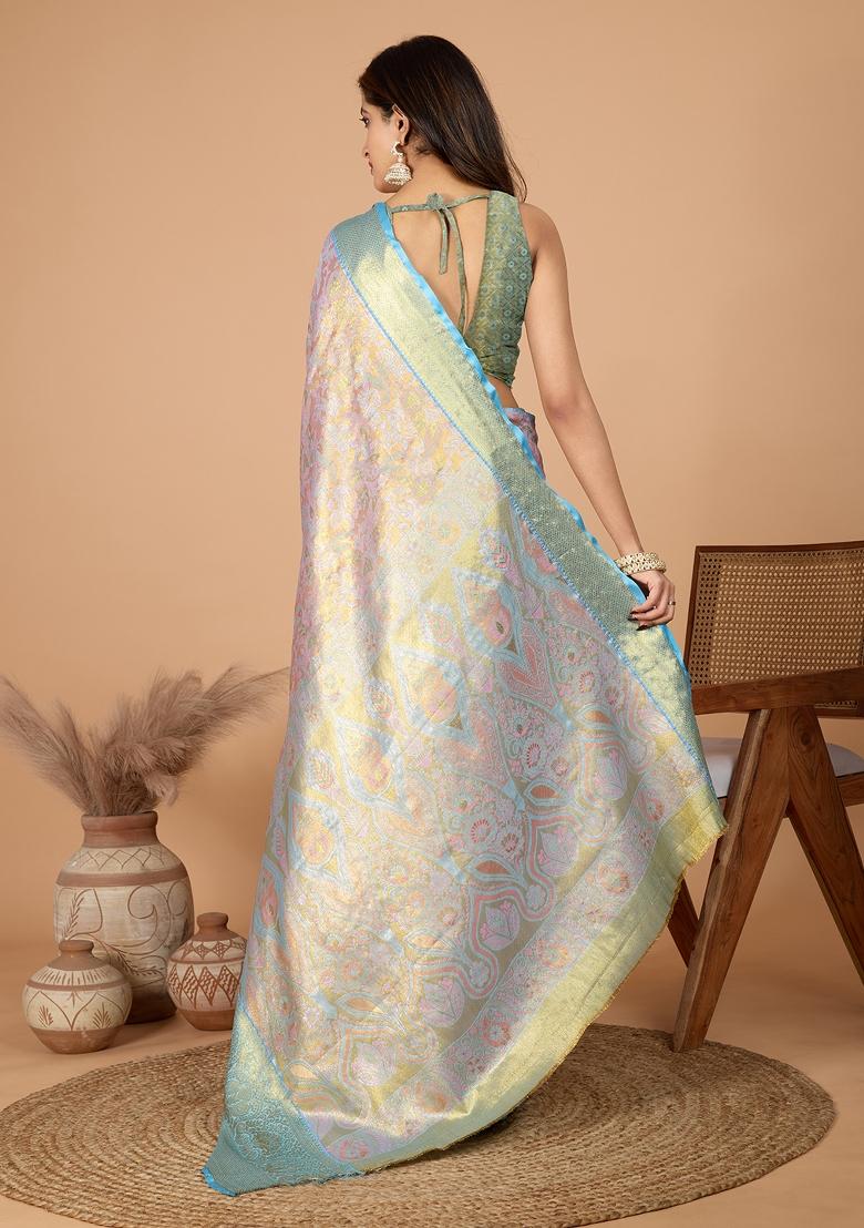 Pink Wevon Designer Soft Silk Saree Set