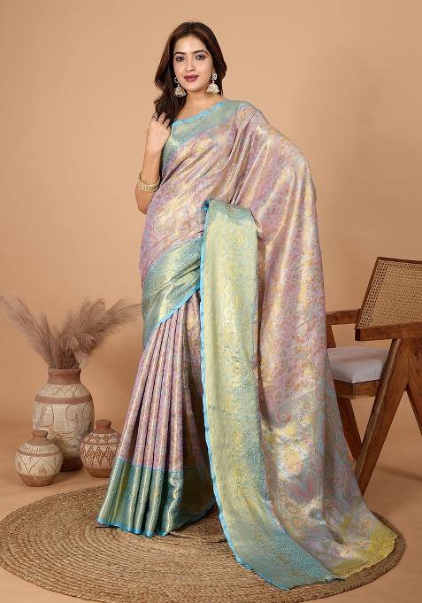 Pink Wevon Designer Soft Silk Saree Set