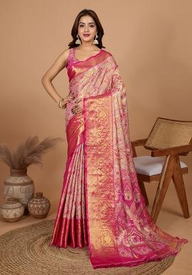 Pink Wevon Designer Soft Silk Saree Set