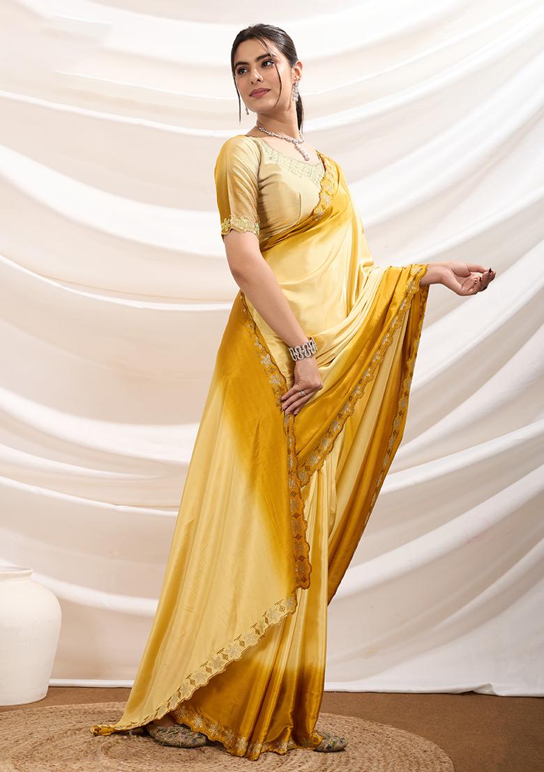 Grey Diamond Zarkan Chinnon Saree Set With Blouse