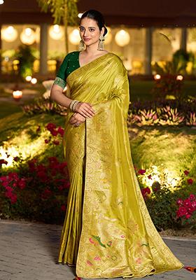 Brown Embroidered Twill Net Saree Set With Blouse