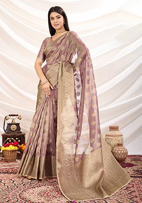 Green Embroidered Twill Net Saree Set With Blouse