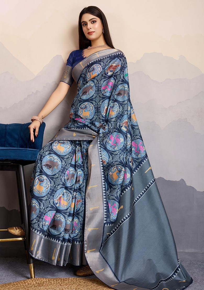 Green Stone Work Satin Saree Set With Blouse