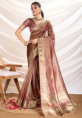 Green Embroidered Silk Saree Set With Blouse