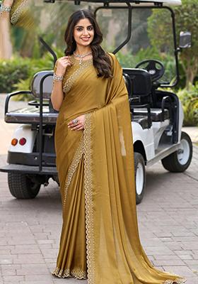 Blue Self Design Tissue Linen Saree Set With Blouse