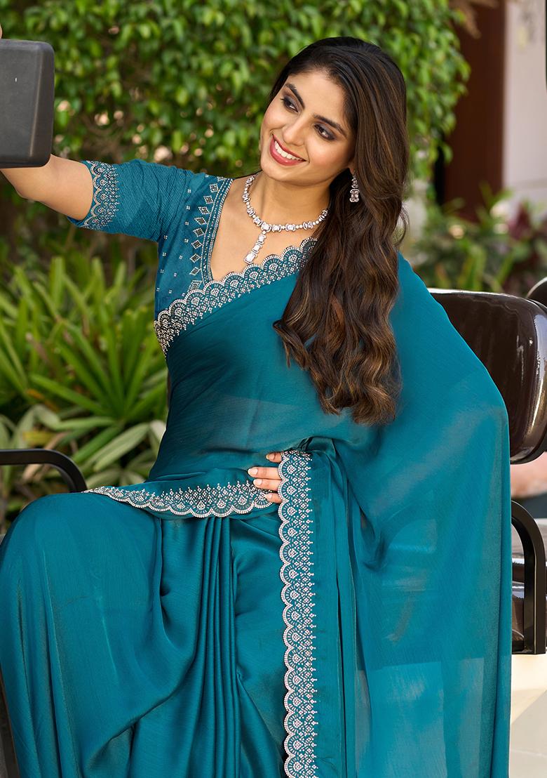 Grey Self Design Tissue Linen Saree Set With Blouse