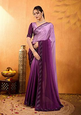 Green Cutdana Work Satin Saree Set With Blouse