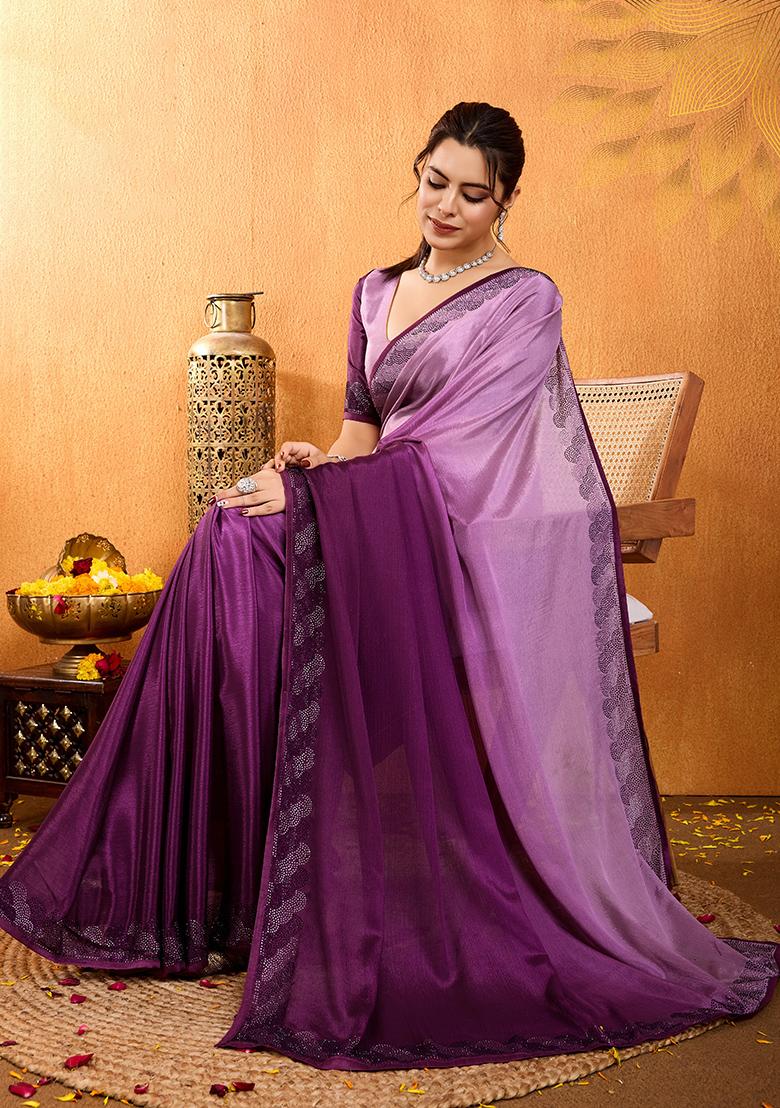 Green Cutdana Work Satin Saree Set With Blouse