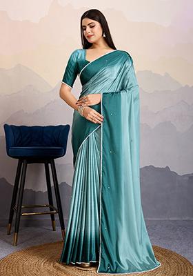 Pink Cutdana Work Satin Saree Set With Blouse