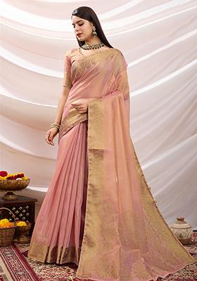 Purple Zari Pure Dola Silk Saree Set With Blouse