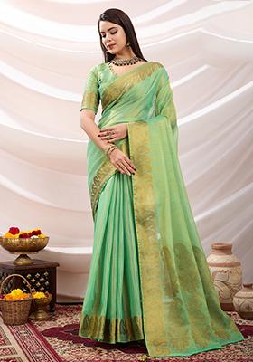 Yellow Zari Pure Dola Silk Saree Set With Blouse