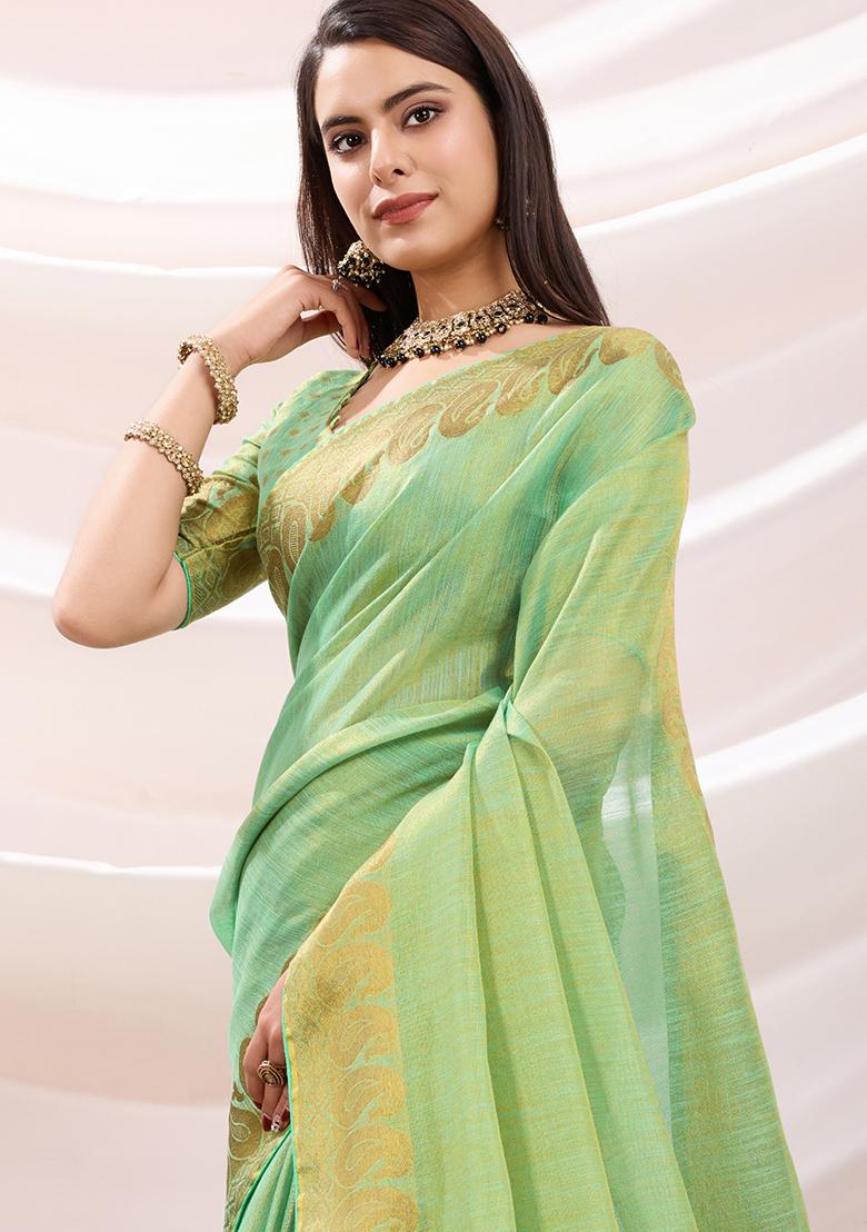 Yellow Zari Pure Dola Silk Saree Set With Blouse