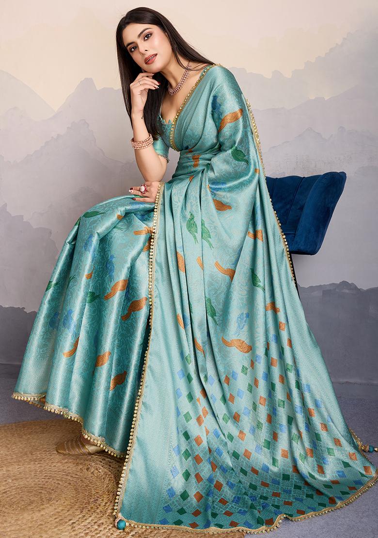 Red Woven Design Mysore Borcade Silk Saree Set With Blouse