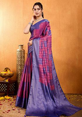 Yellow Printed Crepe Silk Saree Set With Blouse