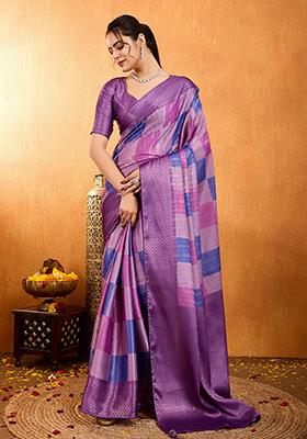 Green Printed Crepe Silk Saree Set With Blouse