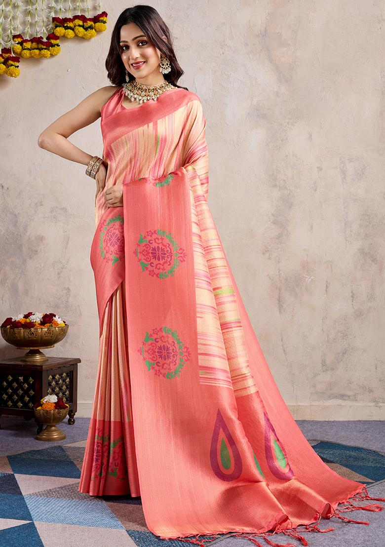 Purple Zarkan Work Crystal Tissue Saree Set With Blouse