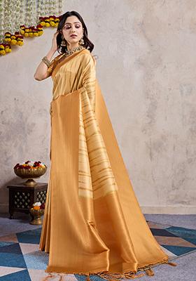 Green Zarkan Work Crush Tissue Silk Saree Set With Blouse