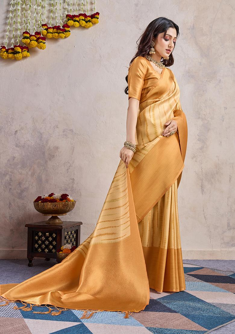 Green Zarkan Work Crush Tissue Silk Saree Set With Blouse