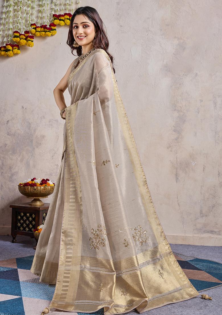 Yellow Embroidered Georgette Saree Set With Blouse