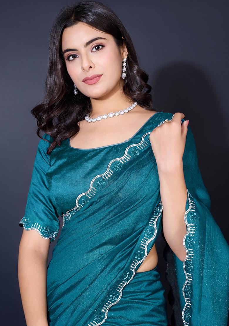 Green Zari Banarasi Silk Saree Set With Blouse