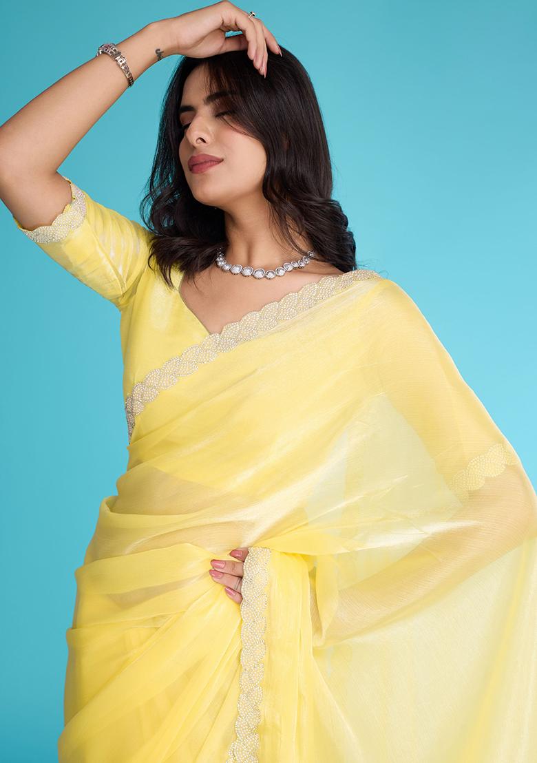 Blue Zari Banarasi Silk Saree Set With Blouse