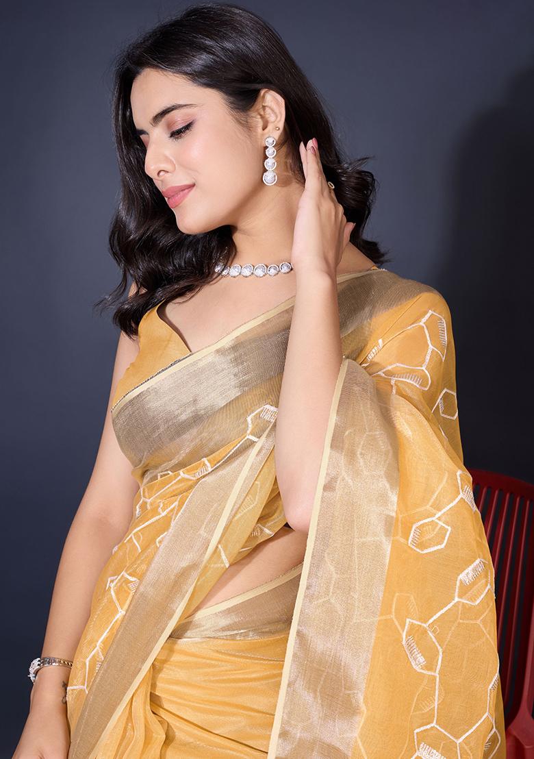 Red Embroidered Soft Burberry Saree Set With Blouse