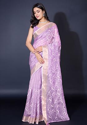 Wine Embroidered Soft Burberry Saree Set With Blouse
