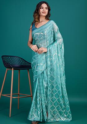 Green Zari Pure Dola Silk Saree Set With Blouse