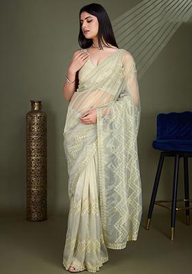 Yellow Zari Crush Tissue Silk Saree Set With Blouse