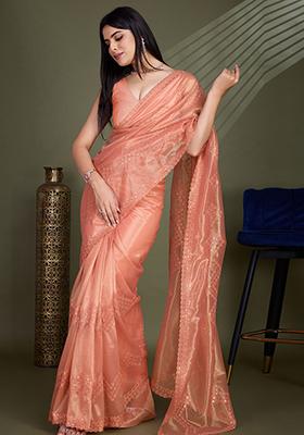 Green Zari Crush Tissue Silk Saree Set With Blouse